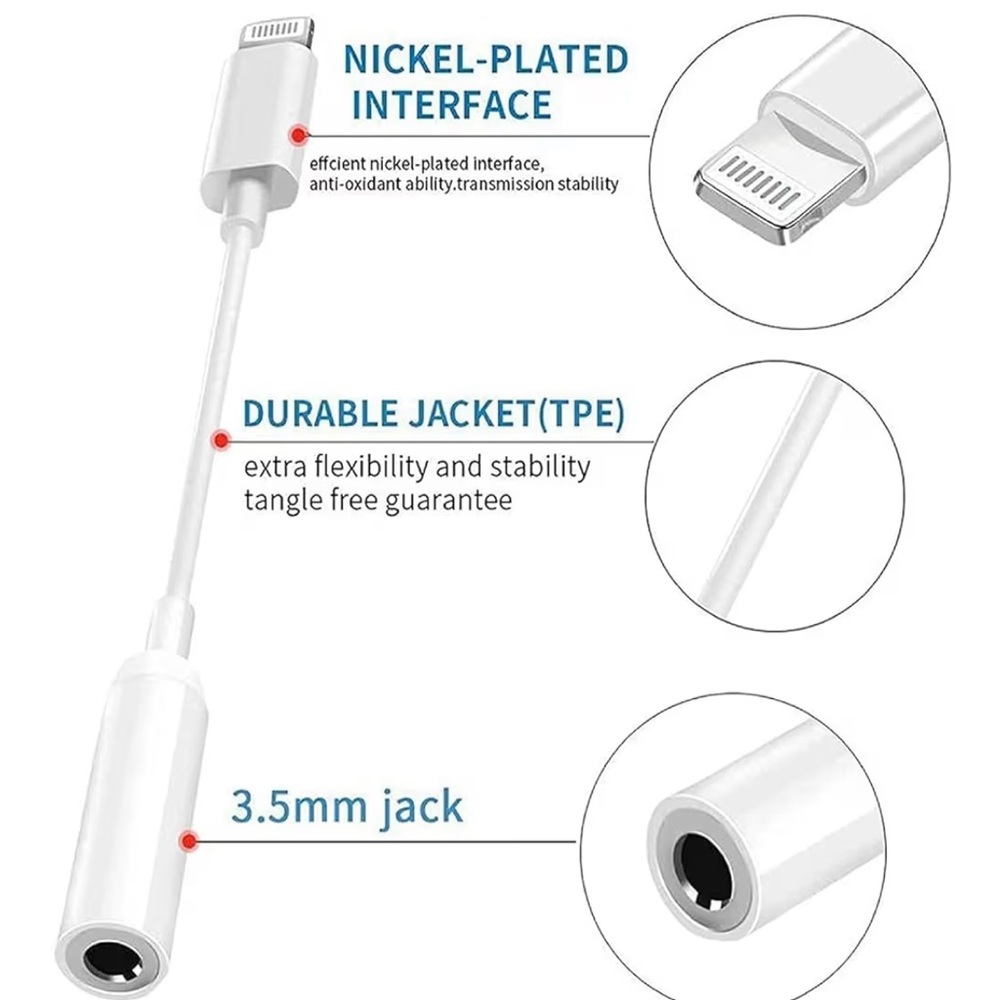 Whiteapple MFi Apple certified lightening to 3.5mm jack adapter aux cable